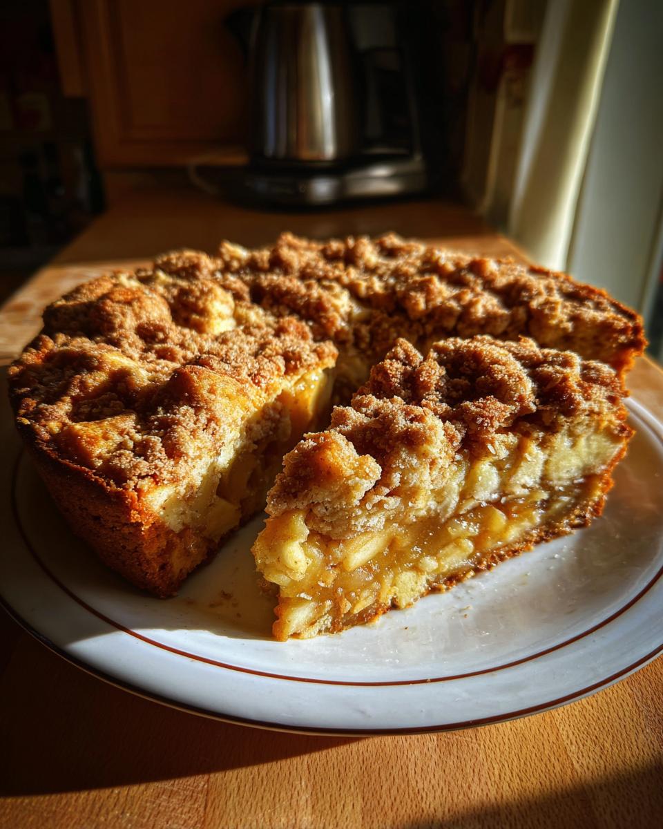 A slice of delicious Apple Snickerdoodle Dump Cake with a crumb topping and tender apple filling.