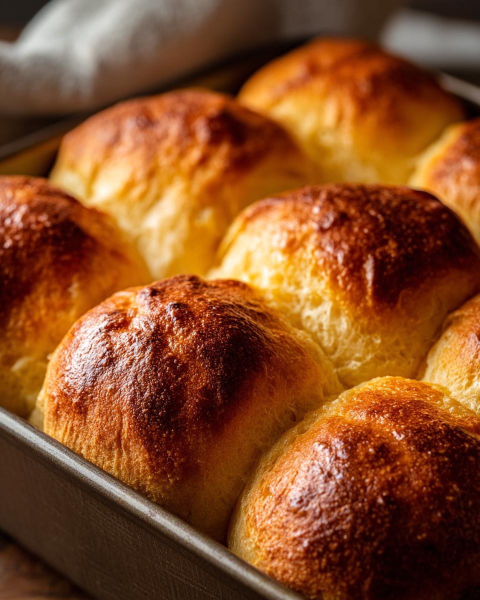Close-up of golden brown, freshly baked beef and bowtie pasta rolls in a baking pan.
