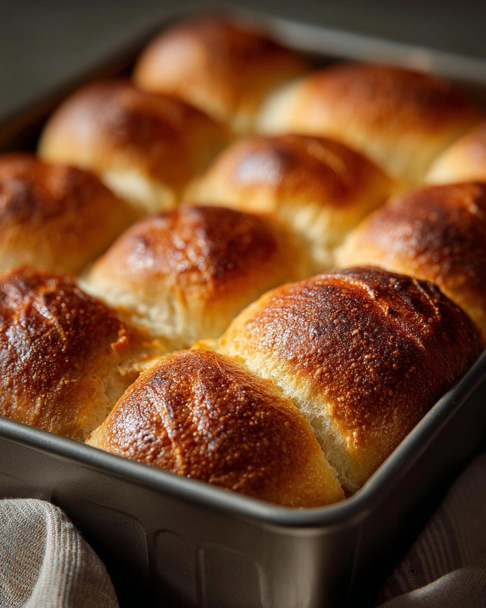 Close-up of golden-brown, freshly baked beef and bowtie pasta rolls in a baking pan.