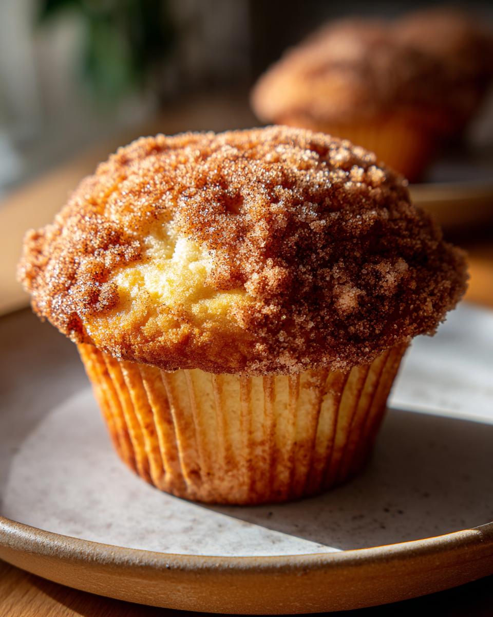 Close-up of a tall coffee cake muffin with a generous cinnamon streusel topping.