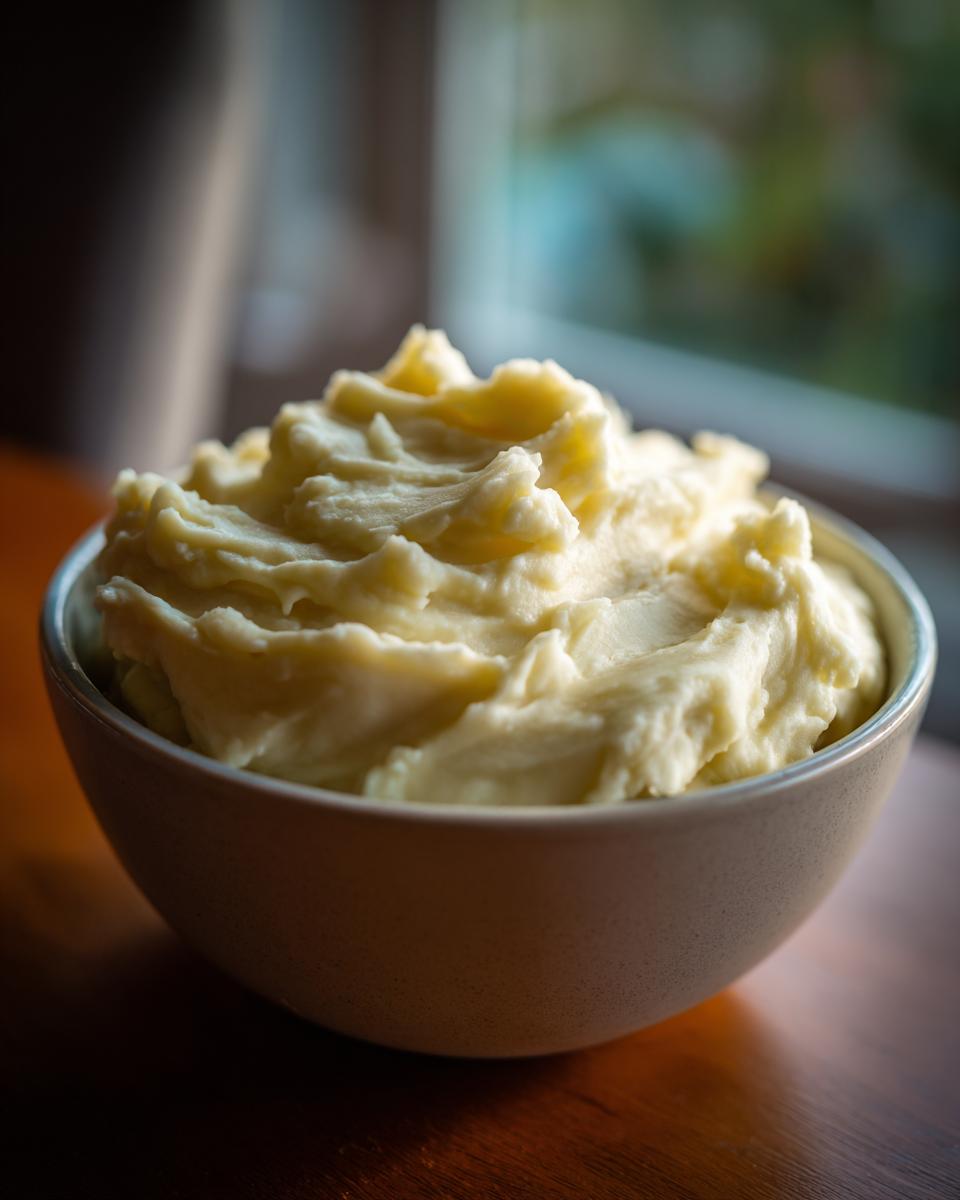 A bowl overflowing with fluffy, creamy garlic parmesan mashed potatoes, ready to be served.