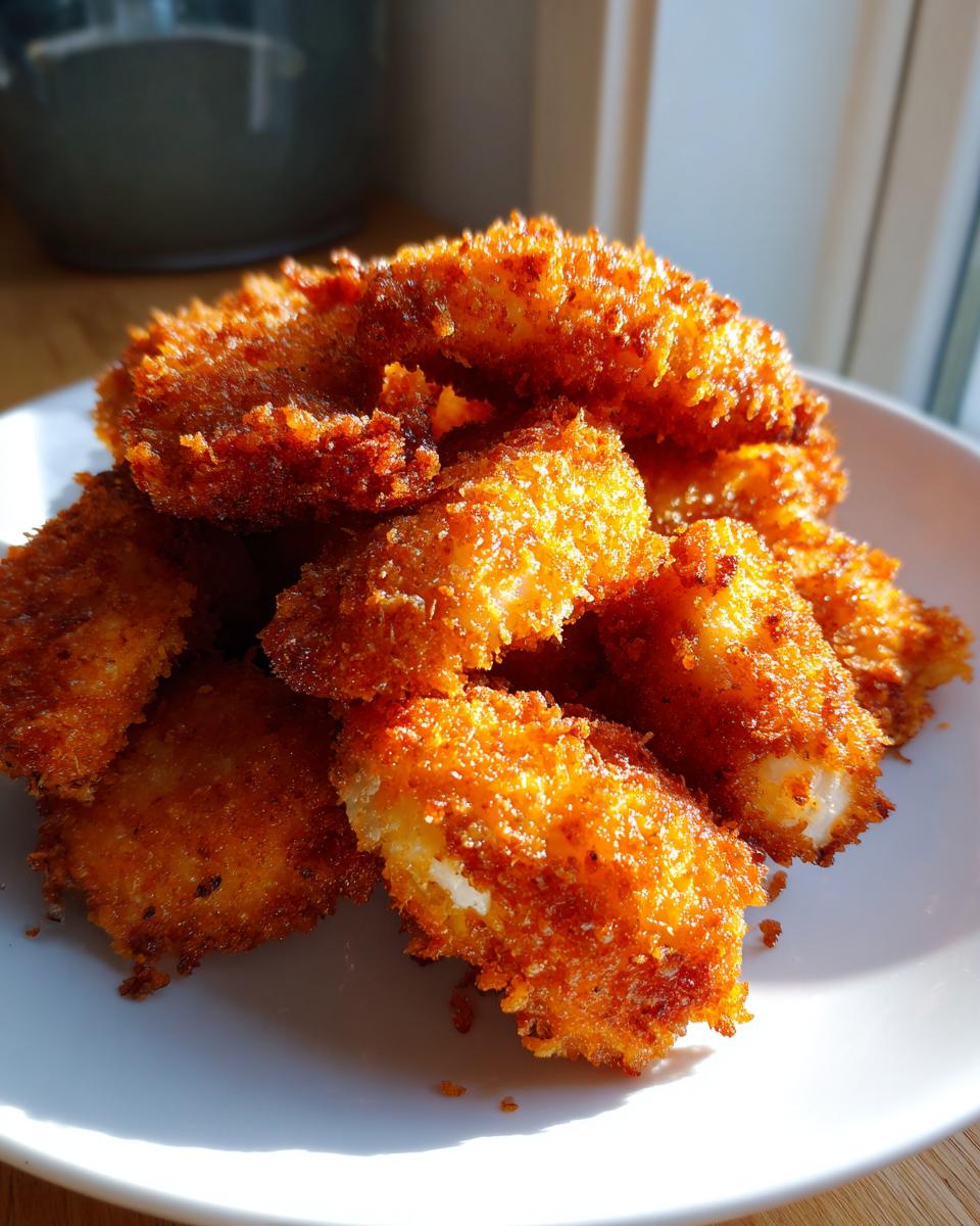 A pile of golden brown, extra crispy baked chicken wings coated in a seasoned breading.