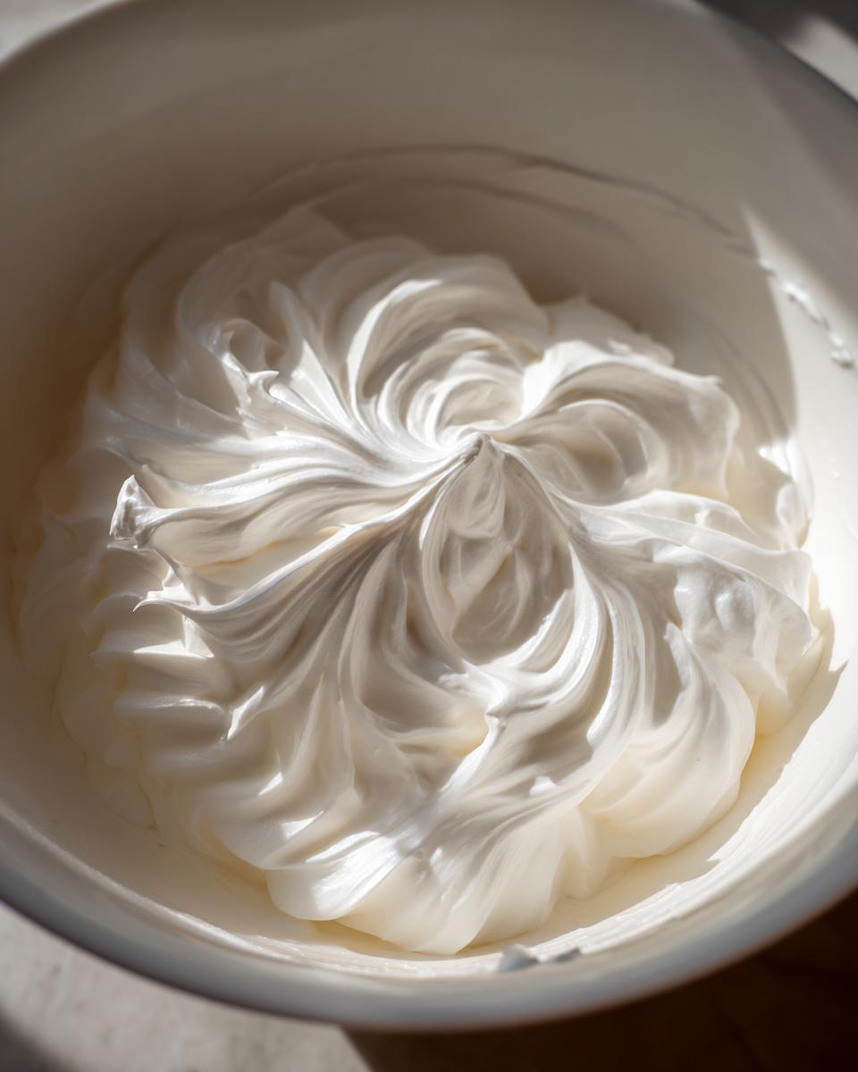 Close-up of stiff, white royal icing mixture, perfect for gingerbread house icing glue.