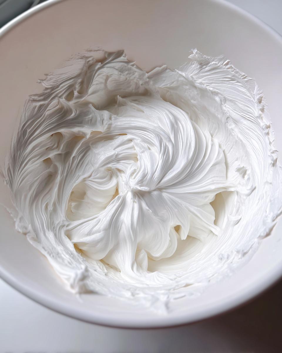 Close-up of stiff, bright white royal icing, perfect for gingerbread house icing glue.